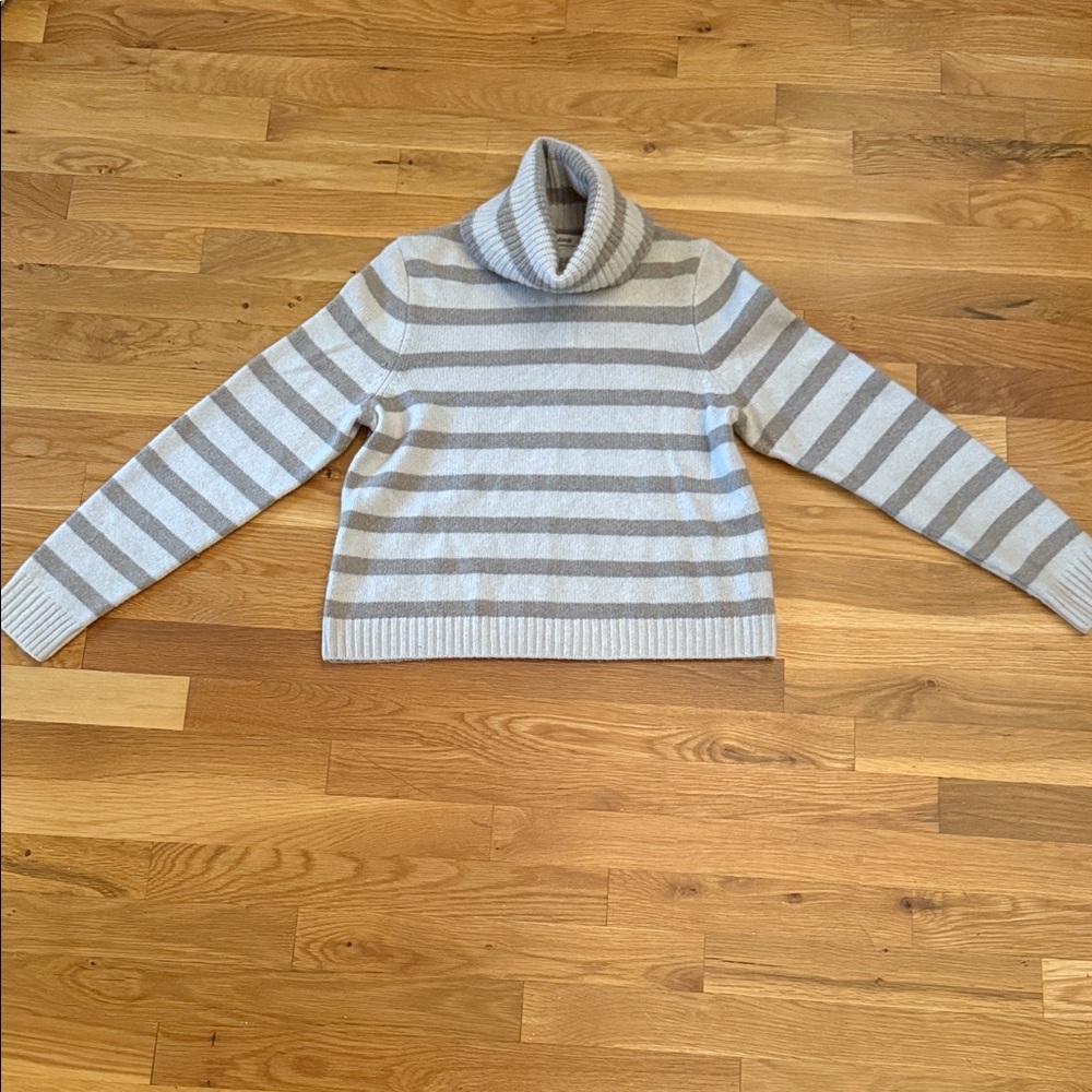 Madewell Striped cashmere Turtleneck Sweater -  Beige and Grey